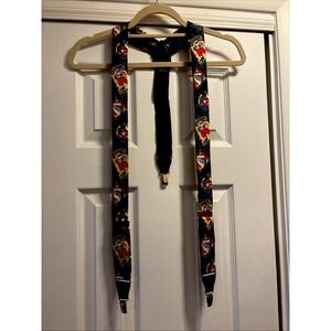 Vtg Addiction Christmas Santa Claus‎ Silk 1.5" Suspenders Seasons Greetings